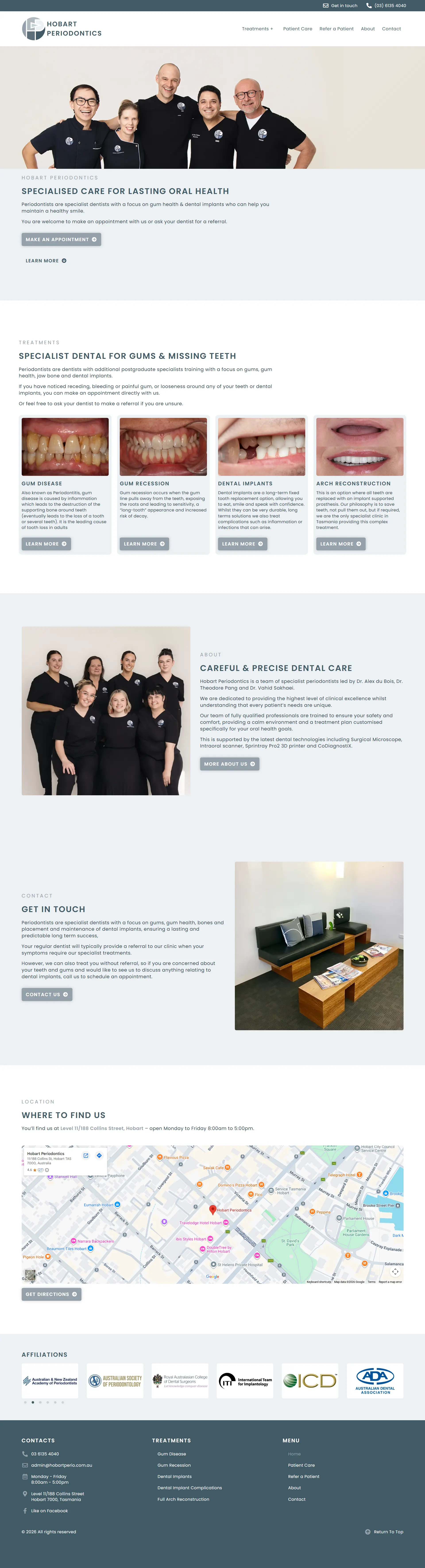 Hobart Periodontics website — Hobart, Australia
