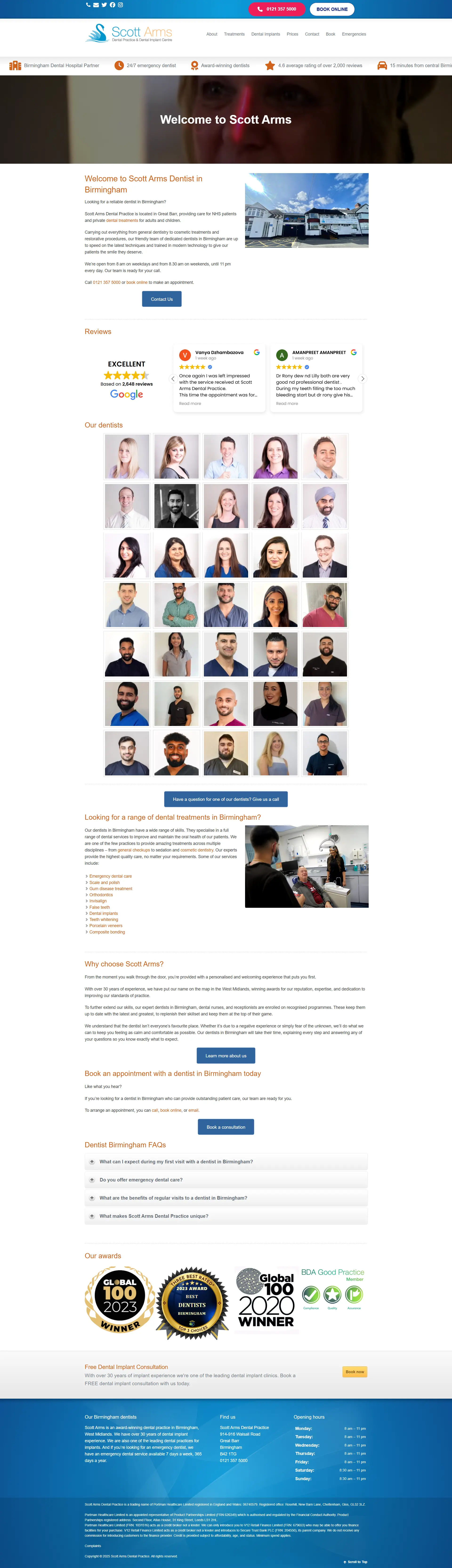 Scott Arms Dental Practice website — Birmingham, UK