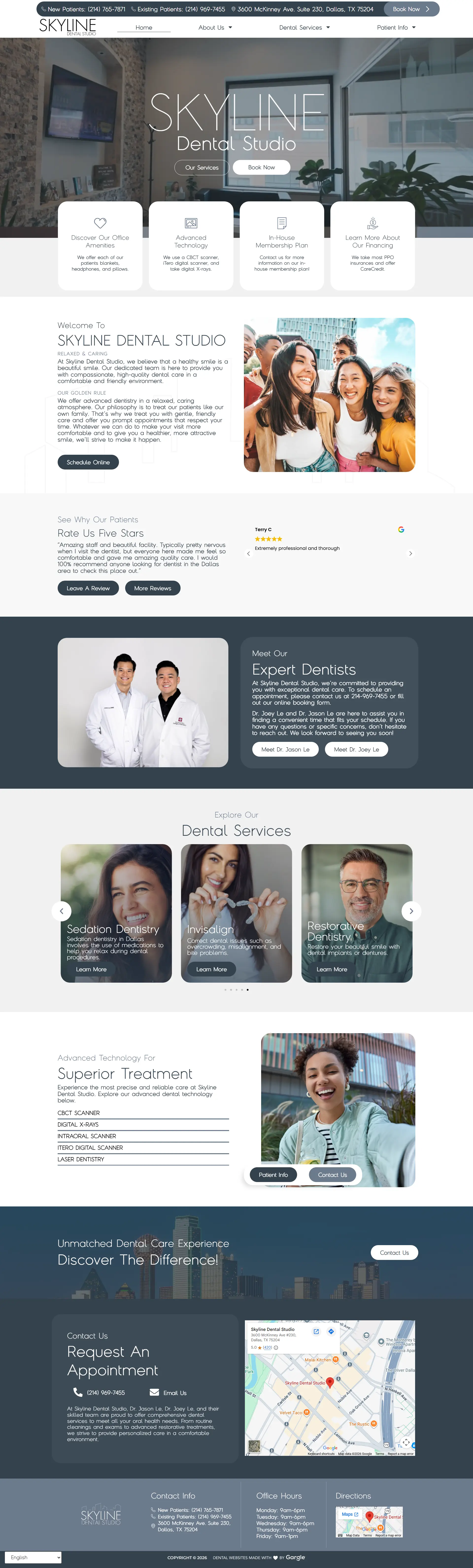 Skyline Dental Studio website — Dallas, Texas