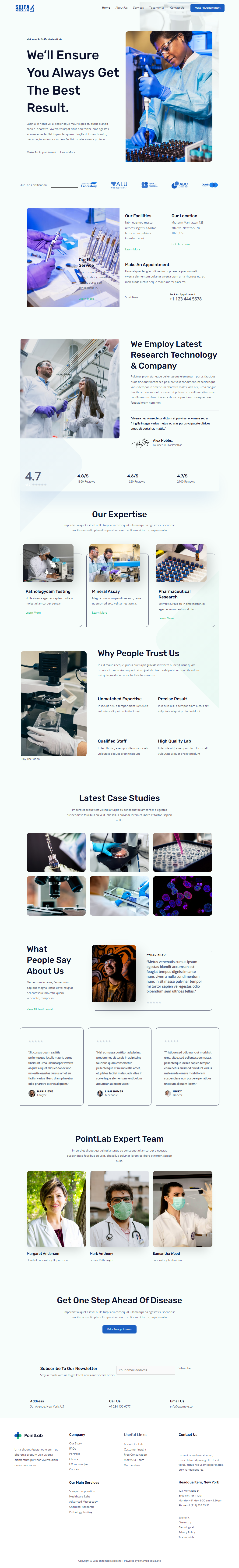 Shifa Medical Lab website